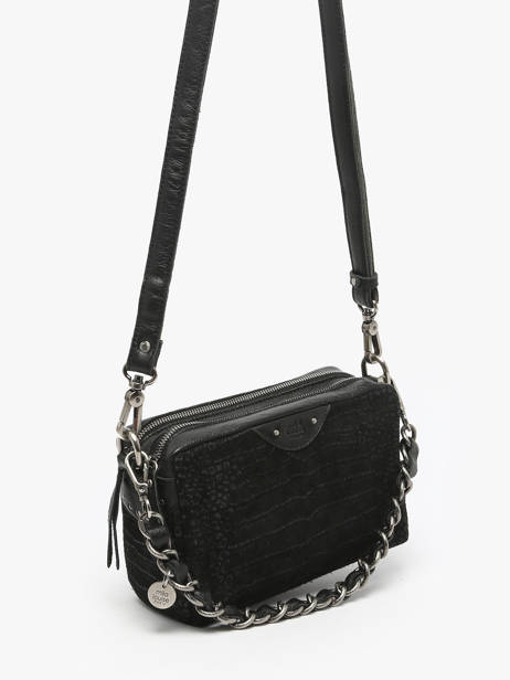 Cross Body Tas Vintage Leder Mila louise Zwart vintage 23673KRC ander zicht 1